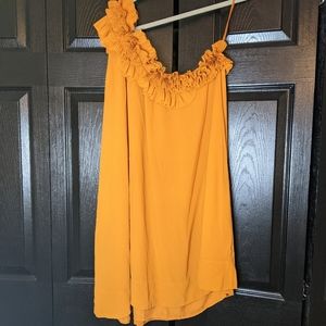 H&M One Shoulder Ruffle Party Dress -Burn Orange